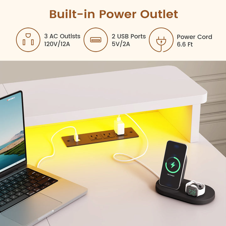 SEDETA 59 Inch L Shaped Electric Standing Desk Executive Height Adjustable Computer Desk with Drawers Power Outlets Monitor Stand