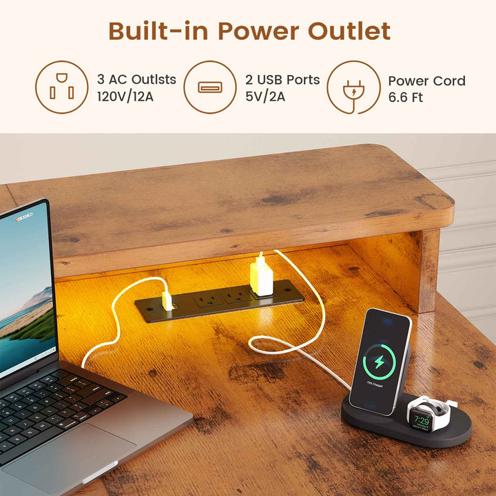 SEDETA 59 Inch L Shaped Electric Standing Desk Executive Height Adjustable Computer Desk with Drawers Power Outlets Monitor Stand