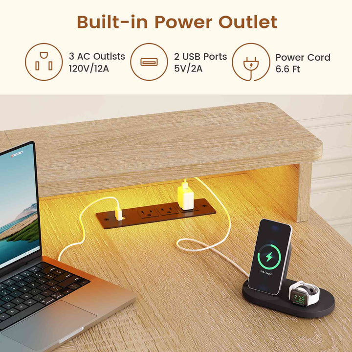 SEDETA 59 Inch L Shaped Electric Standing Desk Executive Height Adjustable Computer Desk with Drawers Power Outlets Monitor Stand