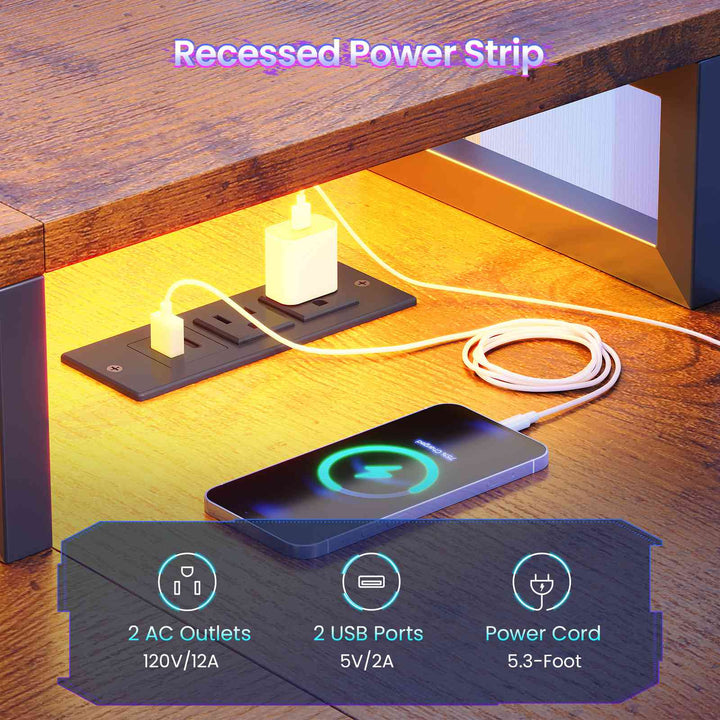 SEDETA 59 Inch L Shaped Gaming Desk with PC Display Stand Reversible Computer Desk with Storage Shelves 4 Drawer Modern Gamer Desk Table with LED Lights