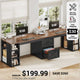 SEDETA 96.5 Inch Long Two Person Farmhouse Computer Desk Writing Desk with Drawers Storage Shelves