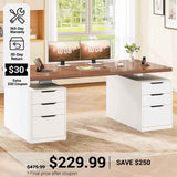 SEDETA® 55 Inch Electric Standing Desk Ergonomic Height Adjustable Executive Computer Desks with Storage 6 Drawers Power Outlets