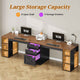 SEDETA 96.5 Inch Long Two Person Farmhouse Computer Desk Writing Desk with Drawers Storage Shelves