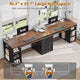 SEDETA 96.5 Inch Long Two Person Farmhouse Computer Desk Writing Desk with Drawers Storage Shelves