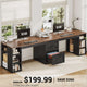 SEDETA 96.5 Inch Long Two Person Farmhouse Computer Desk Writing Desk with Drawers Storage Shelves