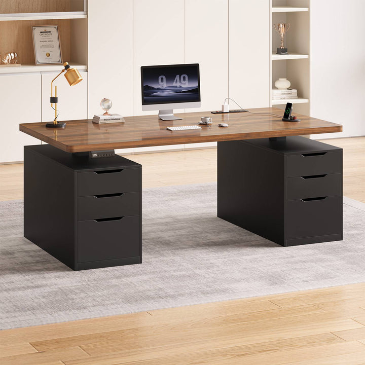 SEDETA® 55 Inch Electric Standing Desk Ergonomic Height Adjustable Executive Computer Desks with Storage 6 Drawers Power Outlets