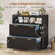 SEDETA | 31.5 Inch Farmhouse Filing Cabinet 2 Drawer Fluted File Cabinet with Power Strip and Printer Stand Fits A4 Size