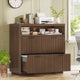 SEDETA | 31.5 Inch Farmhouse Filing Cabinet 2 Drawer Fluted File Cabinet with Power Strip and Printer Stand Fits A4 Size
