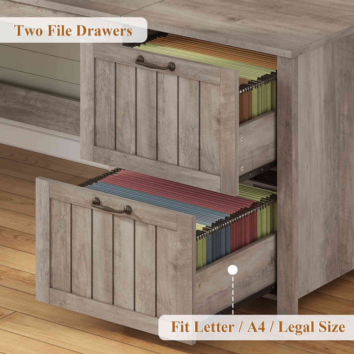 SEDETA® 63 Inch Farmhouse Executive Desk Ergonomic Computer Desk with Drawers Storage Cabinet Monitor Stand