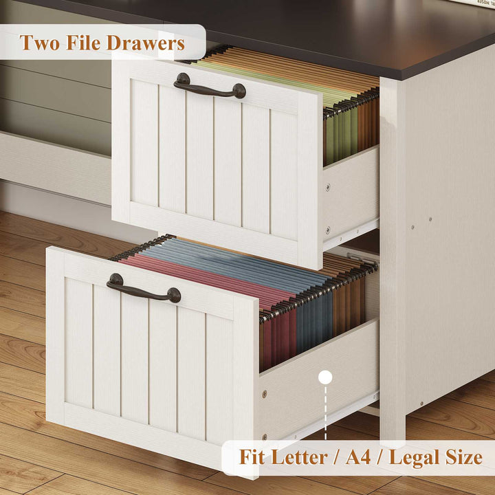 SEDETA® 63 Inch Farmhouse Executive Desk Ergonomic Computer Desk with Drawers Storage Cabinet Monitor Stand