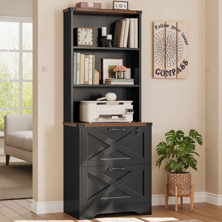 SEDETA 2 Drawer File Cabinet with Lock Wood Filing Cabinet with Adjustable Storage Shelf