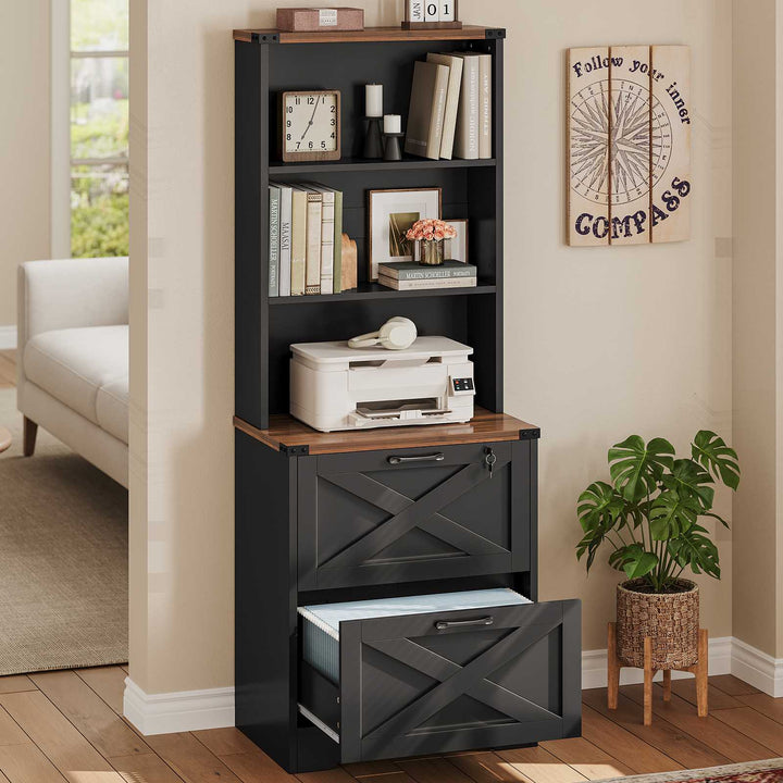 SEDETA 2 Drawer File Cabinet with Lock Wood Filing Cabinet with Adjustable Storage Shelf