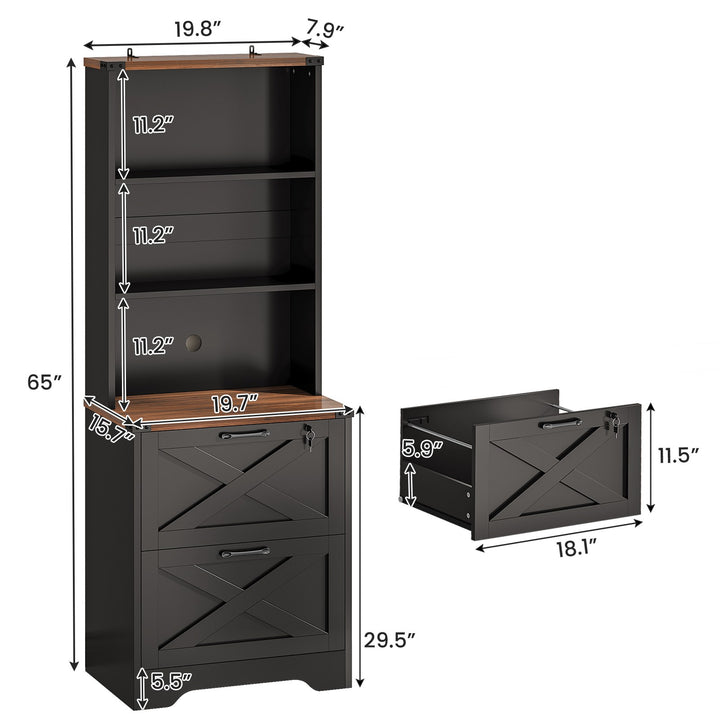 SEDETA 2 Drawer File Cabinet with Lock Wood Filing Cabinet with Adjustable Storage Shelf