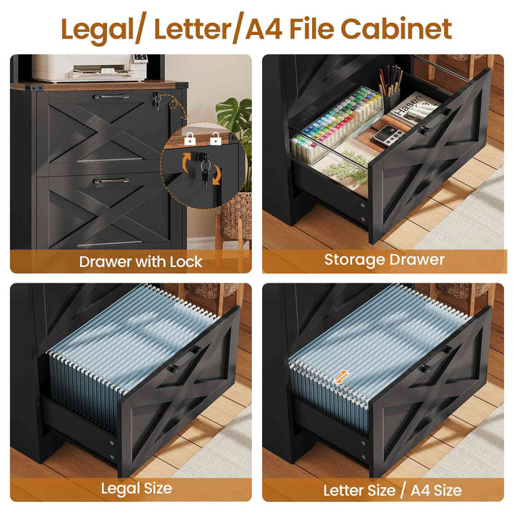 SEDETA 2 Drawer File Cabinet with Lock Wood Filing Cabinet with Adjustable Storage Shelf