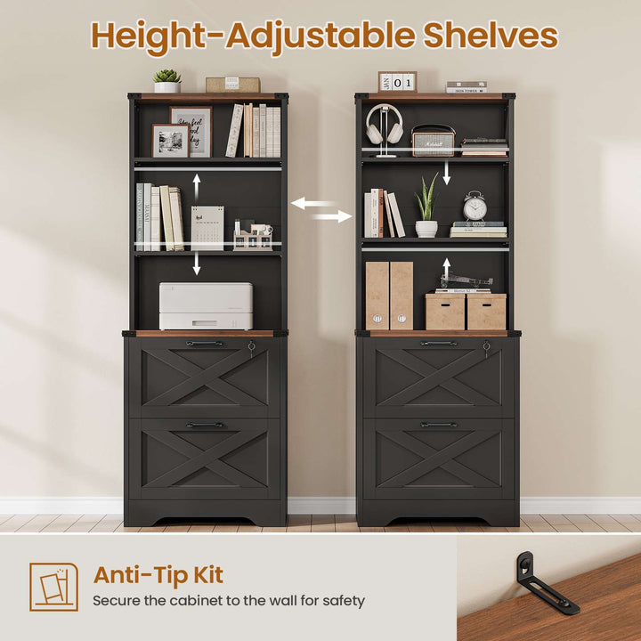 SEDETA 2 Drawer File Cabinet with Lock Wood Filing Cabinet with Adjustable Storage Shelf