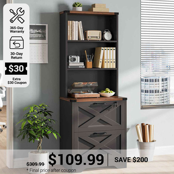 SEDETA® 2 Drawer Farmhouse File Cabinet for Home Office with Adjustable Storage Shelf