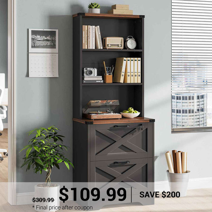 SEDETA® 2 Drawer Farmhouse File Cabinet for Home Office with Adjustable Storage Shelf
