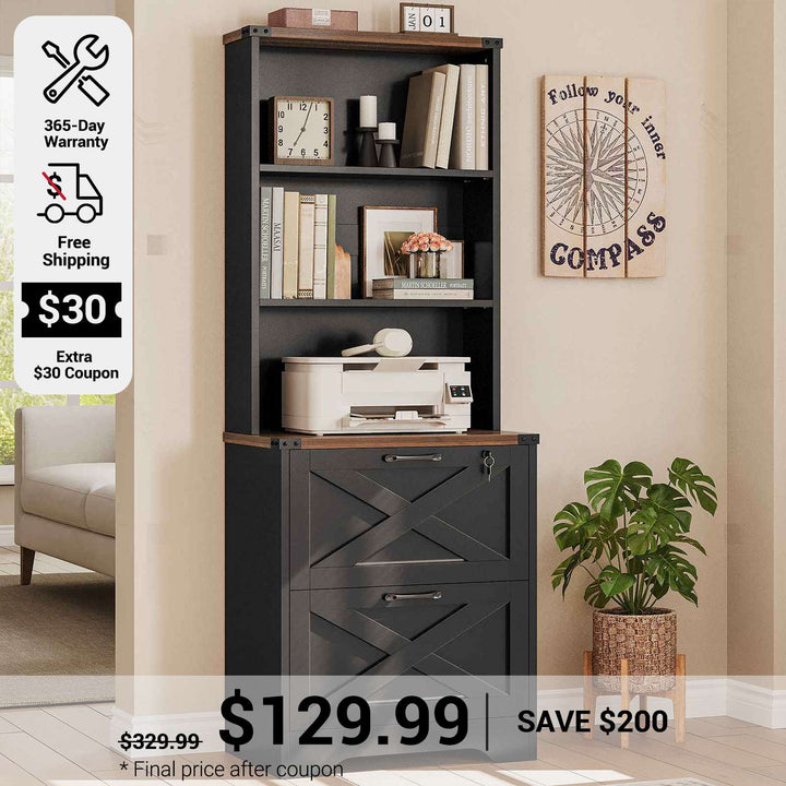 SEDETA 2 Drawer File Cabinet with Lock Wood Filing Cabinet with Adjustable Storage Shelf