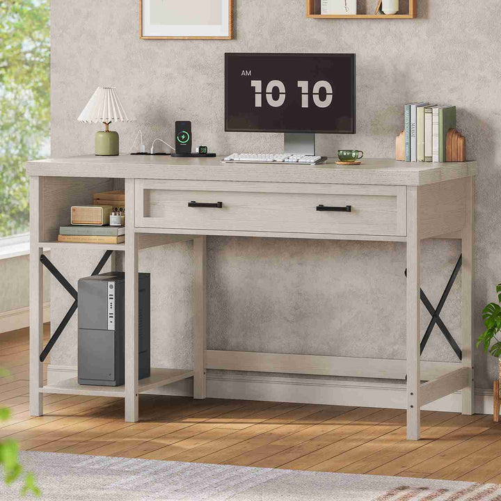 SEDETA 40 Inch Small Computer Desk Writing Desk with Drawer and Storage Shelves