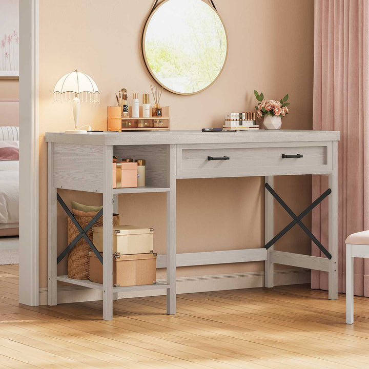 SEDETA 40 Inch Small Computer Desk Writing Desk with Drawer and Storage Shelves