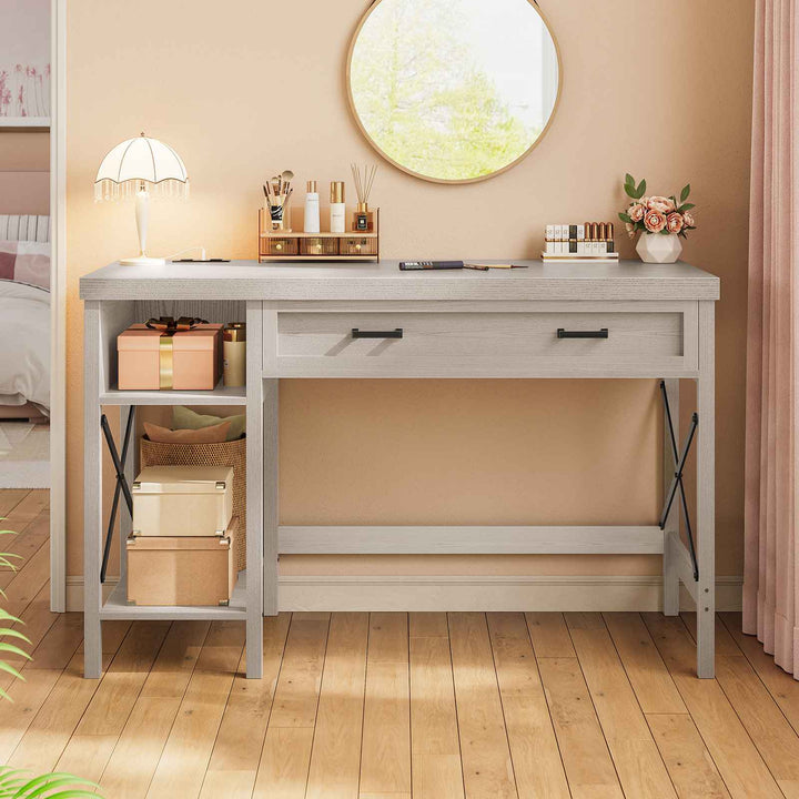 SEDETA 40 Inch Small Computer Desk Writing Desk with Drawer and Storage Shelves