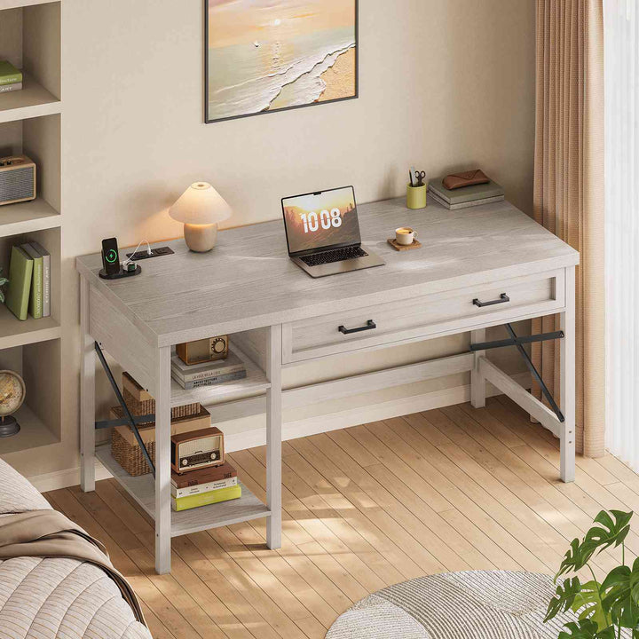 SEDETA 40 Inch Small Computer Desk Writing Desk with Drawer and Storage Shelves