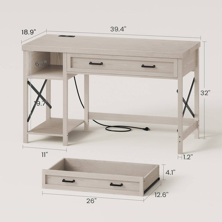 SEDETA 40 Inch Small Computer Desk Writing Desk with Drawer and Storage Shelves