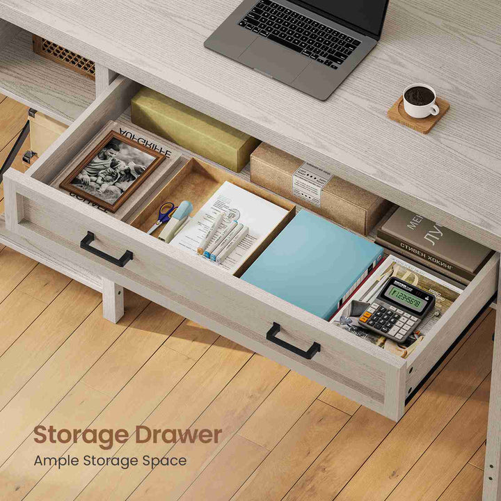 SEDETA 40 Inch Small Computer Desk Writing Desk with Drawer and Storage Shelves