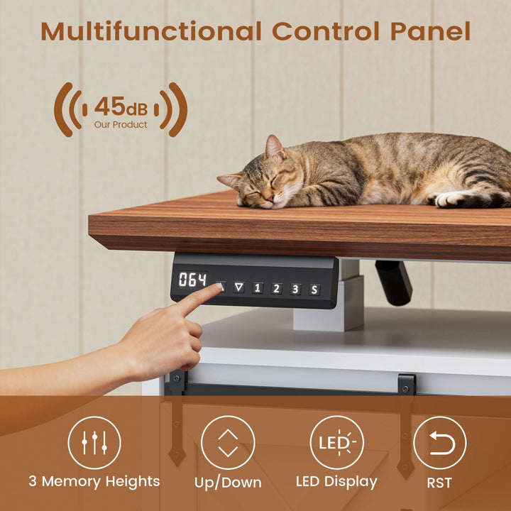 SEDETA 47.2 Inch Farmhouse Lift Top Coffee Table Electric Standing Coffee Desk Height Adjustable with Storage Power Outlet Sliding Barn Door