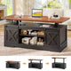 SEDETA 47.2 Inch Farmhouse Lift Top Coffee Table Electric Standing Coffee Desk Height Adjustable with Storage Power Outlet Sliding Barn Door