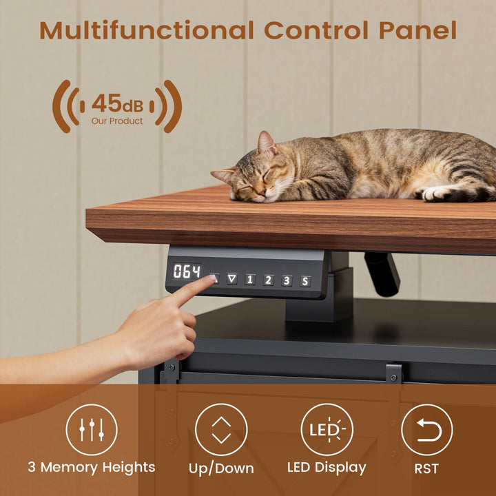 SEDETA 47.2 Inch Farmhouse Lift Top Coffee Table Electric Standing Coffee Desk Height Adjustable with Storage Power Outlet Sliding Barn Door