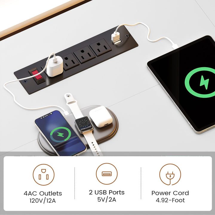 SEDETA® 67 Inch Corner Computer Desk L Shaped Gaming Desk with LED Light 3 Wood Drawer Large Bookshelf Display Cabinet Pegboard