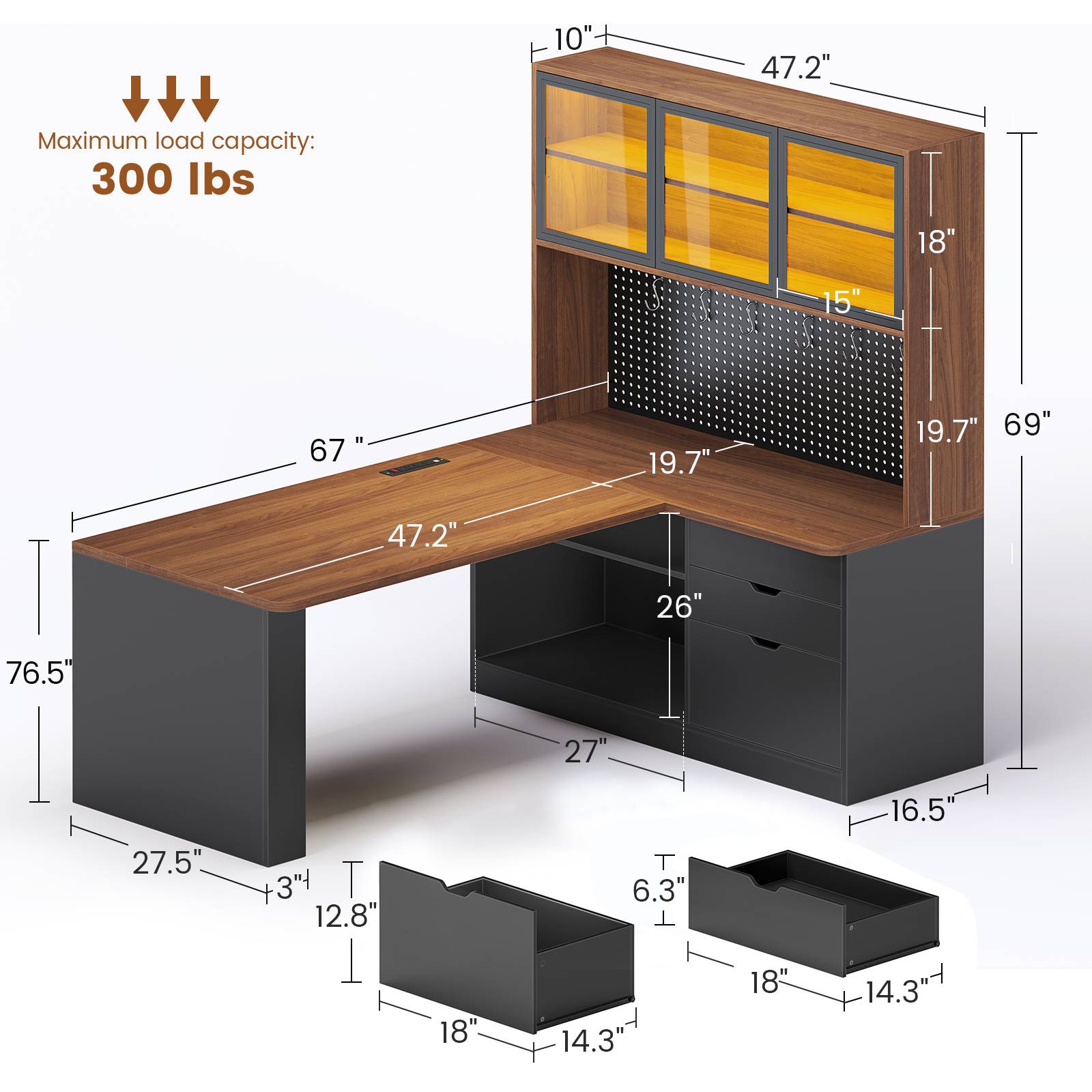 SEDETA® 67 Inch Corner Computer Desk L Shaped Gaming Desk with LED Lig