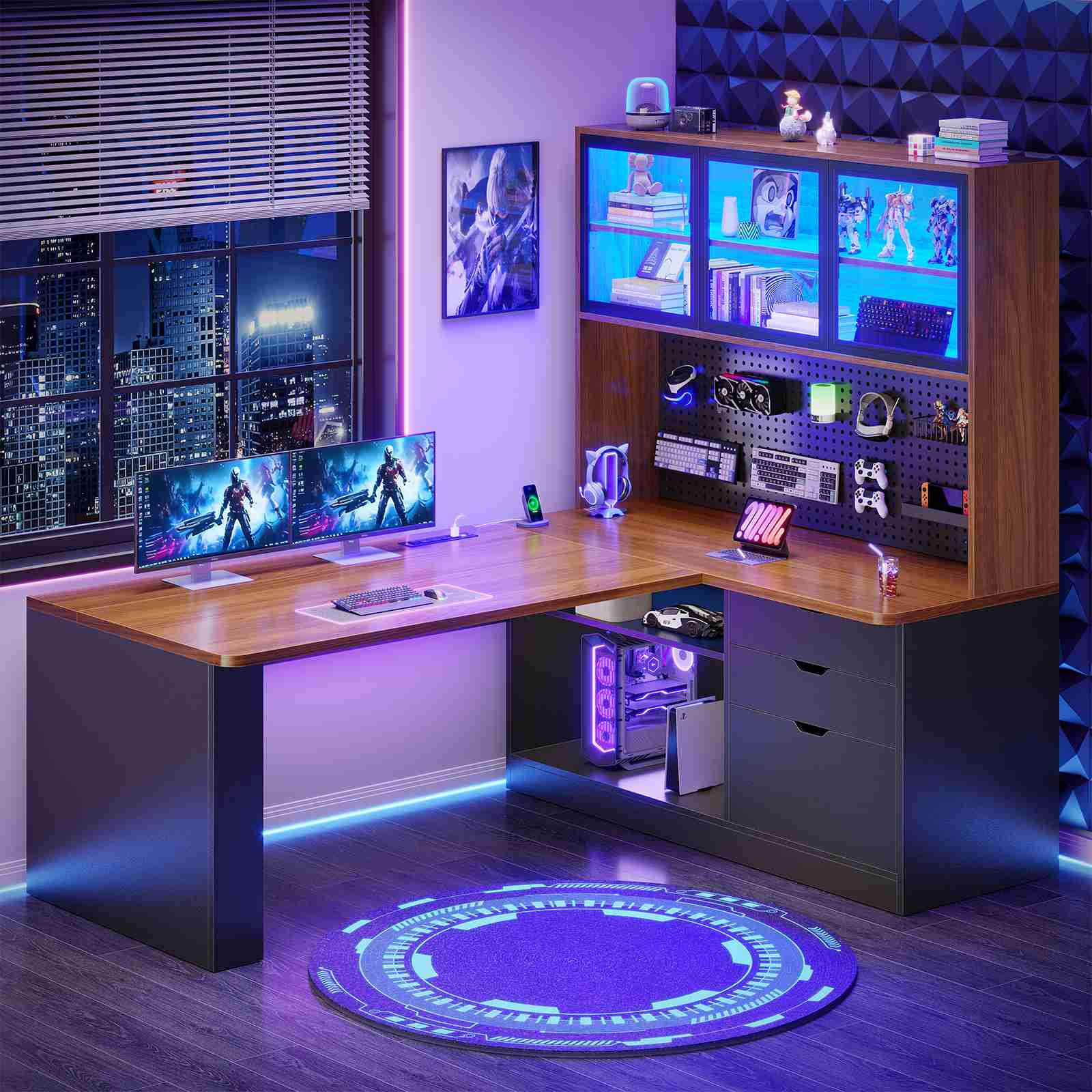 Mayitaです。デスク SEDETA® 67 Inch Corner Computer Desk L Shaped Gaming Desk with LED Lig