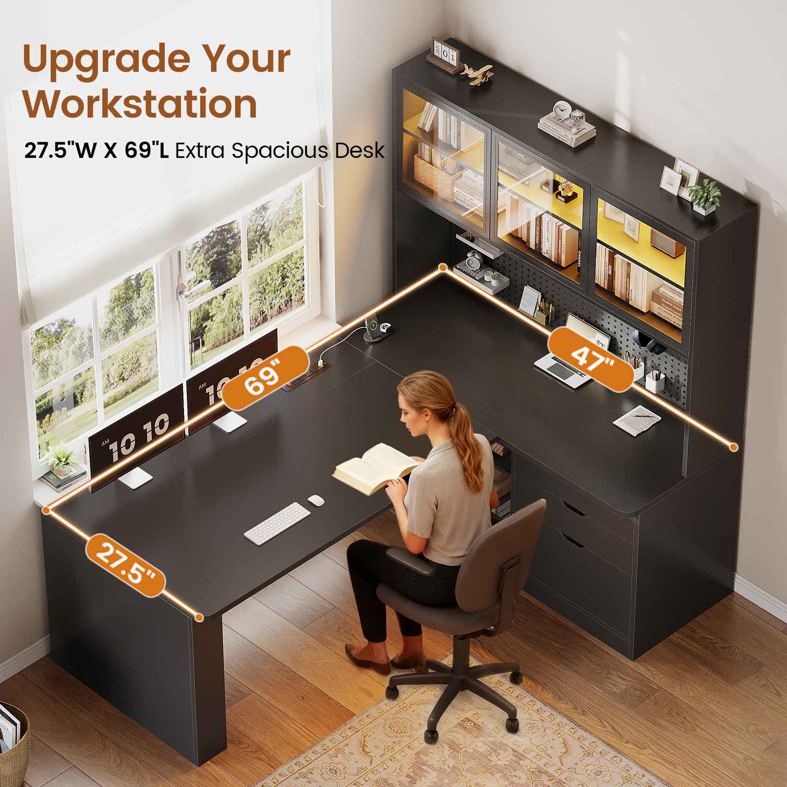 Mayitaです。デスク SEDETA® 67 Inch Corner Computer Desk L Shaped Gaming Desk with LED Lig