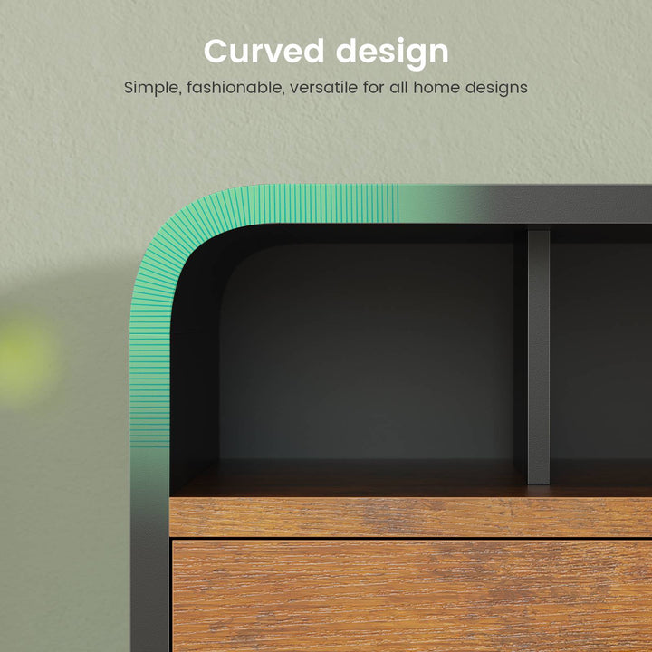 SEDETA 47 Inch 6 Drawer File Cabinet with Power Strip Wood Mobile Lateral Filing Cabinet with Printer Stand Storage Shelf Led Lights