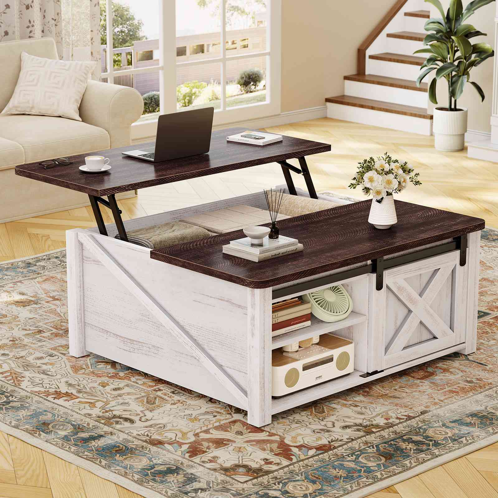 SEDETA® 31.5 Inch Lift Top Coffee Table Farmhouse Square Coffee Table
