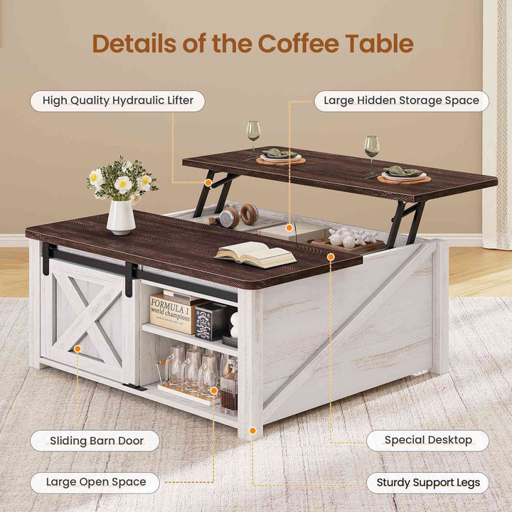 SEDETA 31.5 Inch Lift Top Square Coffee Table with Storage for Living Room