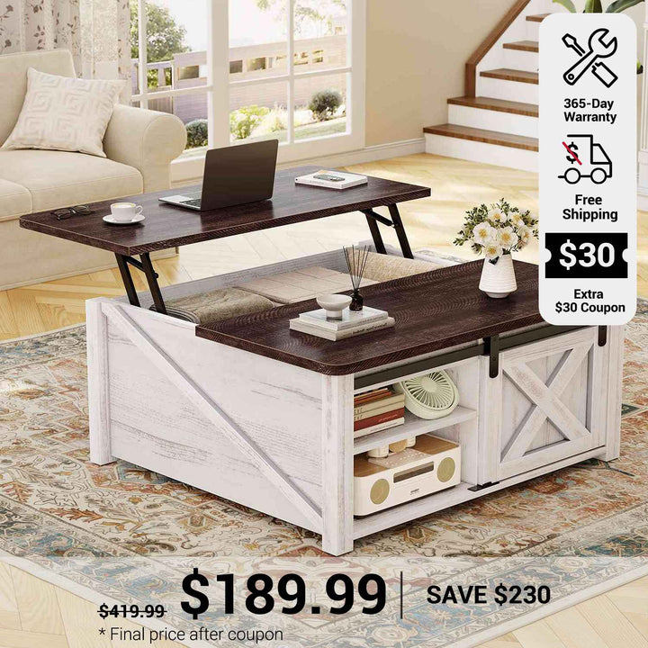 SEDETA 31.5 Inch Lift Top Square Coffee Table with Storage for Living Room