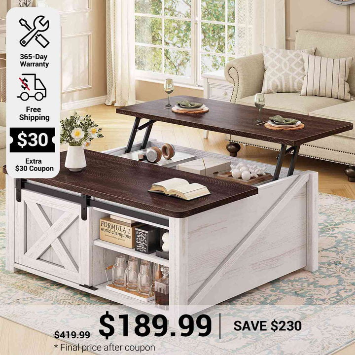 SEDETA 31.5 Inch Lift Top Square Coffee Table with Storage for Living Room