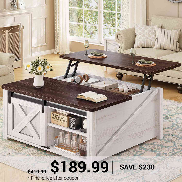 SEDETA 31.5 Inch Lift Top Square Coffee Table with Storage for Living Room