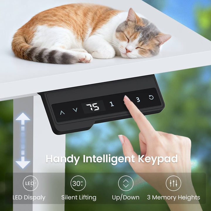 SEDETA 56.7 Inch Standing Desk Height Adjustable Electric L Shaped Stand Up Computer Gaming Desk with Drawers Hutch Power Outlets