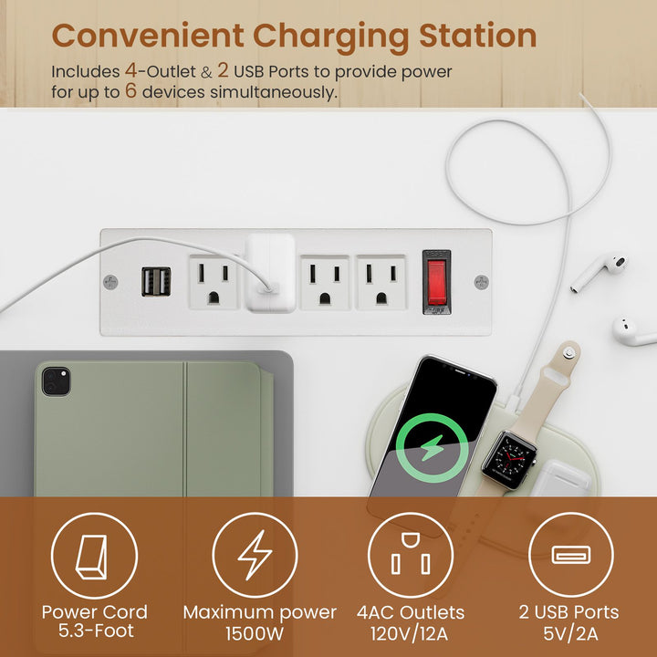 SEDETA | 56.7 Inch L Shaped Standing Desk Computer Desk Height Adjustable Electric Corner Gaming Desks with Power Outlets LED Lights