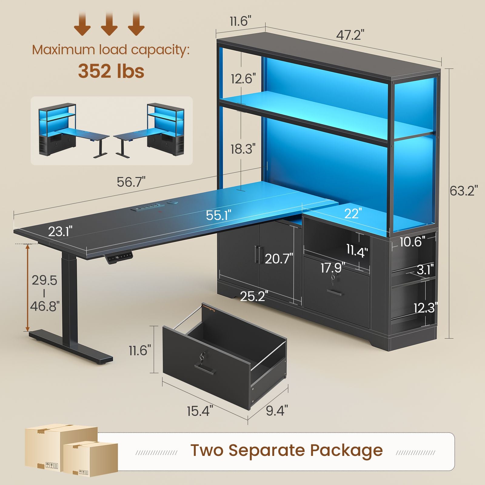 2 person desk
