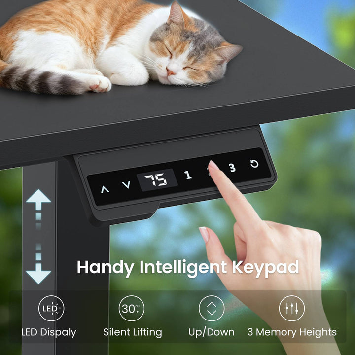 SEDETA 56.7 Inch Standing Desk Height Adjustable Electric L Shaped Stand Up Computer Gaming Desk with Drawers Hutch Power Outlets