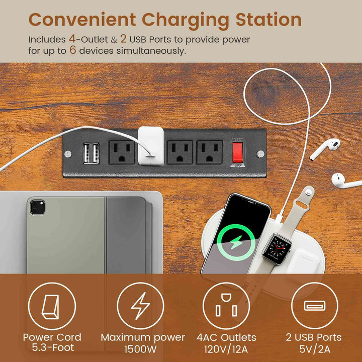 SEDETA® 56.7 Inch L Shaped Height Adjustable Electric Standing Desk Computer Gaming Desk with LED Lights Drawers Power Outlets