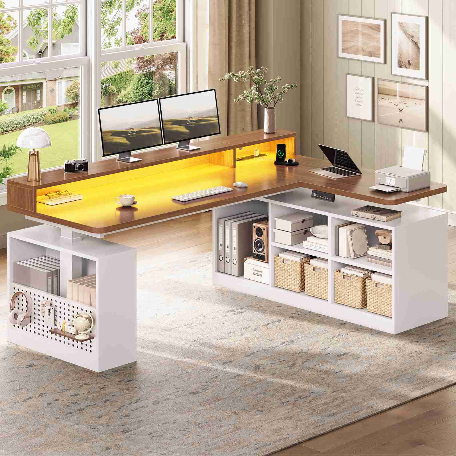 SEDETA 63 Inch Electric Standing Desk L Shaped Height Adjustable Gamin