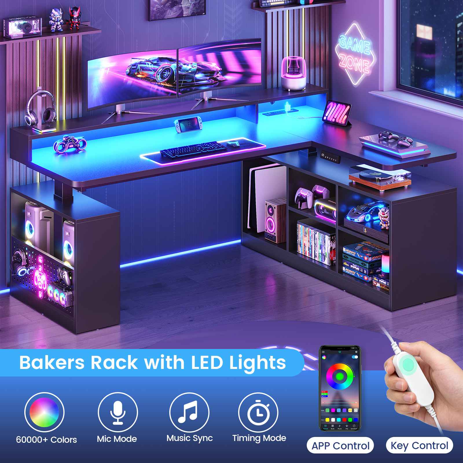 SEDETA 63 Inch Electric Standing Desk L Shaped Height Adjustable Gamin