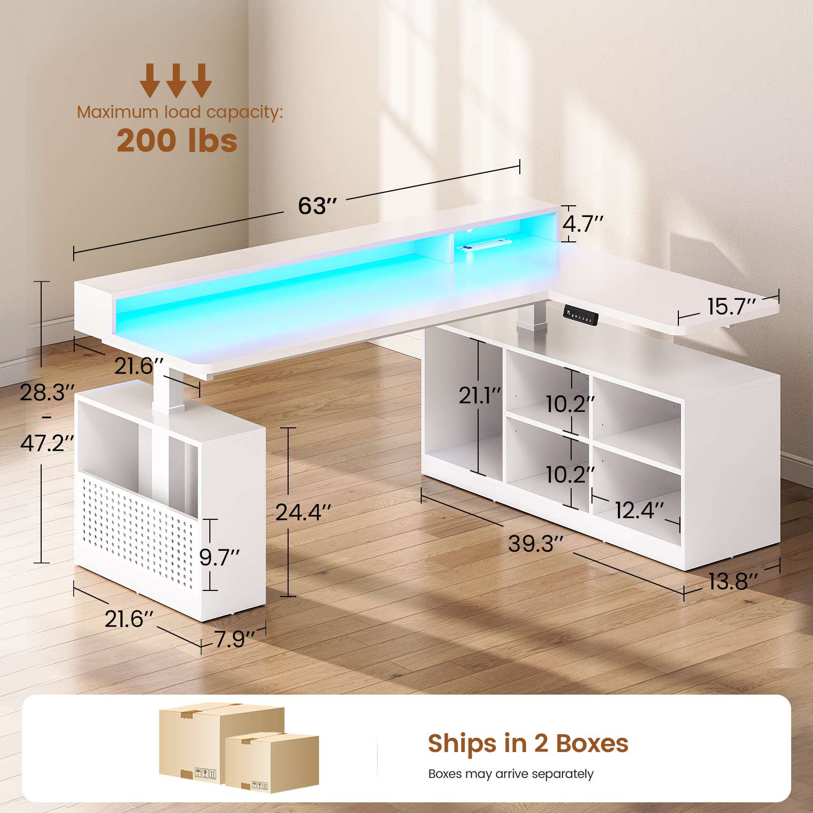 SEDETA 63 Inch Electric Standing Desk L Shaped Height Adjustable Gamin