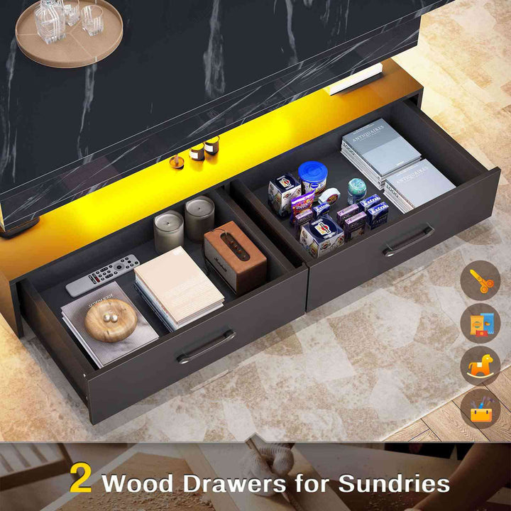 SEDETA 40 Inch Lift Top Coffee Table with Led Lights Storage for Living Room